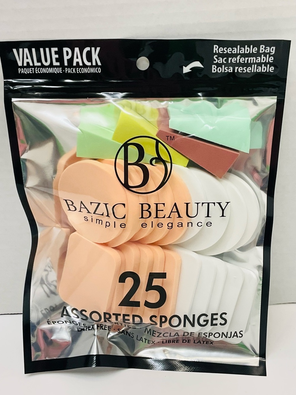 🌼4/$10🌼 NEW Bazic Beauty Assorted Makeup Sponges 25pc Value Pack Resealable Bag
